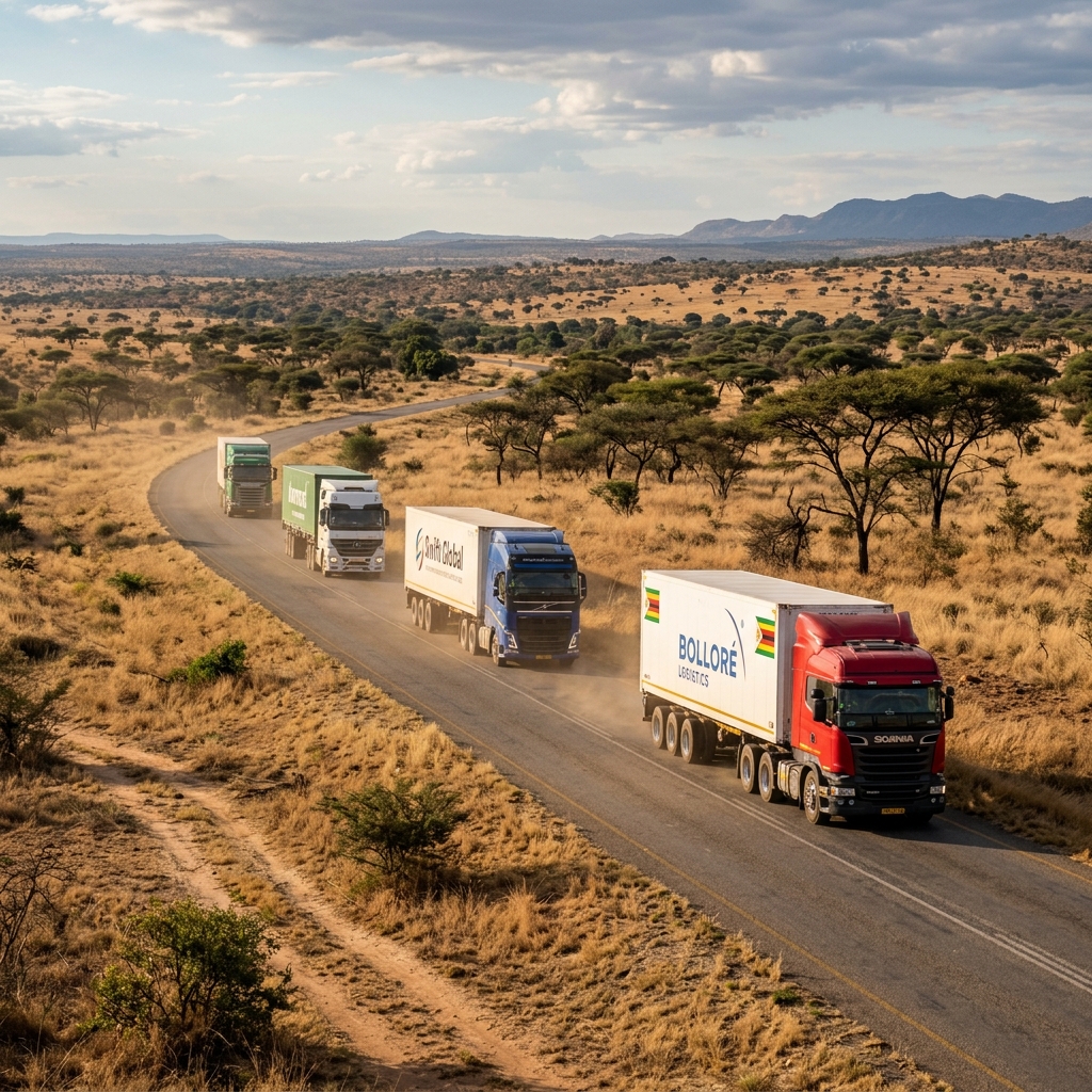 Modern Trucking Fleet on Highway